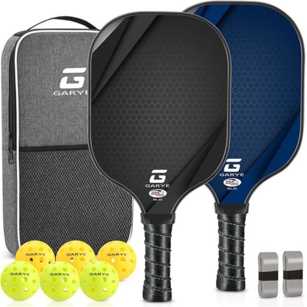 Pickleball Paddles Set of 2, USAPA Approved Carbon Fiber Pickleball Set